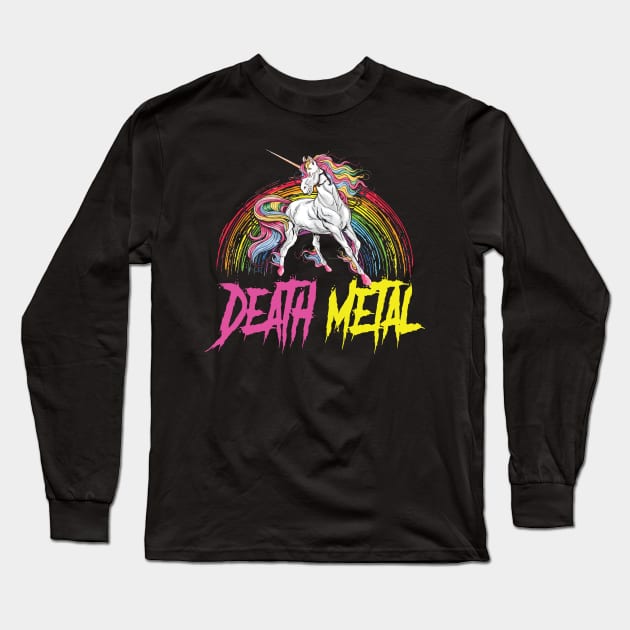 Death Metal Unicorn Long Sleeve T-Shirt by Imutobi